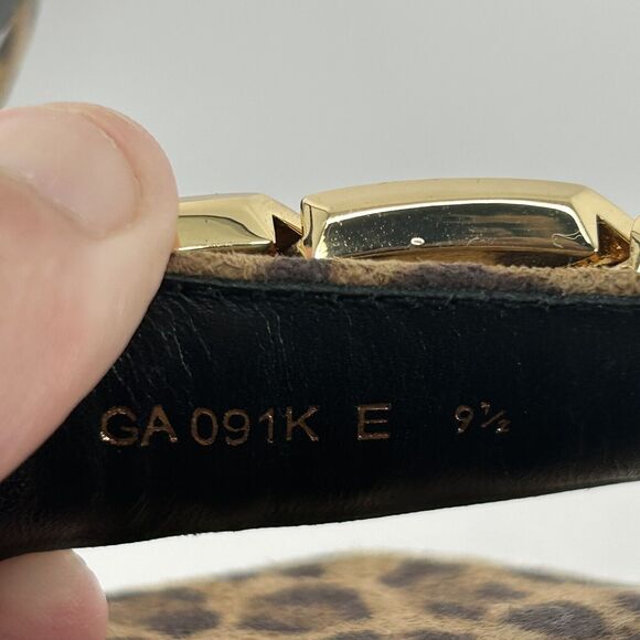 Good American Leopard Print Ankle Strap Sandals with Gold Chain Detail Size 9.5 - Picture 10 of 10